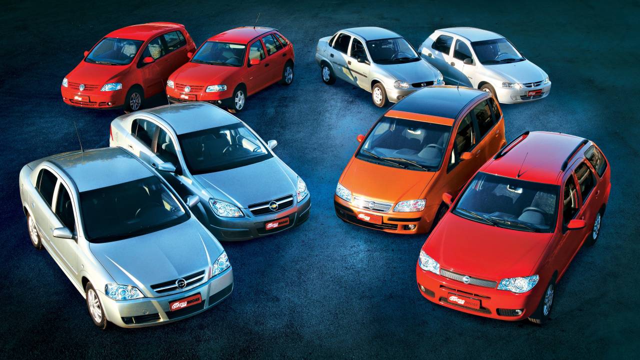Astra Sedan Elegance 2.0, Vectra Elegance 2.0 da Chevrolet, Fox Plus 1.0 e Gol Power 1.8 da Volkswagen, Idea ELX 1.4 e Palio Weekend ELX 1.4 da Fiat; Corsa Classic Spirit 1.0 e Celta Super 1.4, da Chevrolet, modelos 2006, testados pela revista Quatro Rodas.