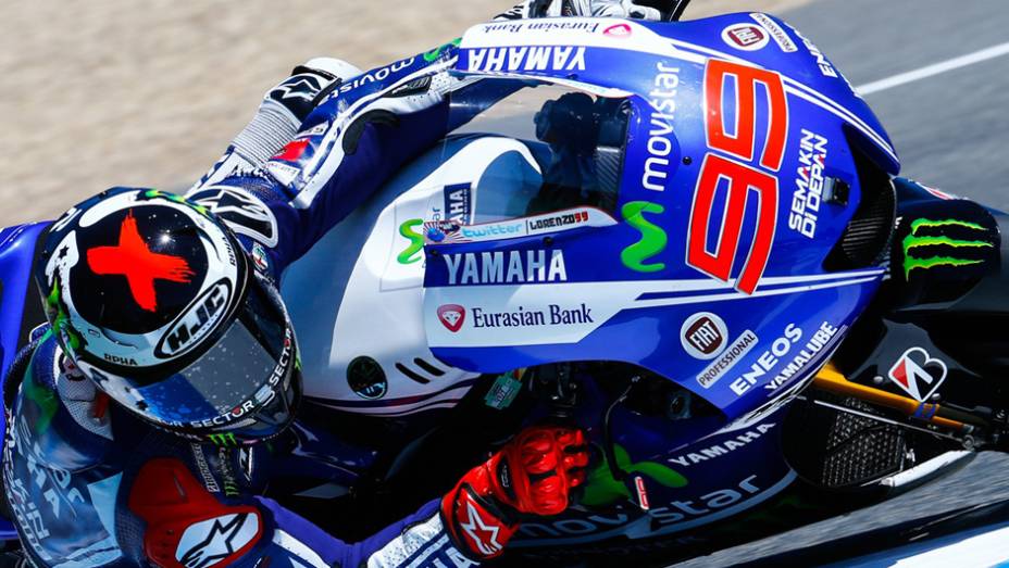 Jorge Lorenzo. | <a href="https://quatrorodas.abril.com.br/moto/noticias/reinado-marc-marquez-nao-tem-fim-781505.shtml" rel="migration">Leia mais</a>