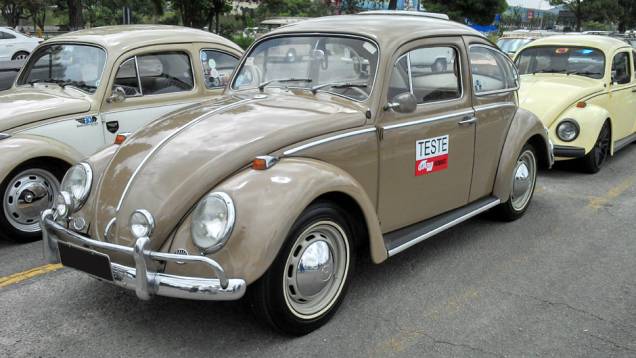 E que bela surpresa! Tinha até um Fusca personalizado com o antigo adesivo utilizado por QUATRO RODAS em seus carros de testes. E olha que nem fomos nós que o levamos para lá... | <a href="https://quatrorodas.abril.com.br/noticias/classicos//vw-reune-f" rel="migration"></a>