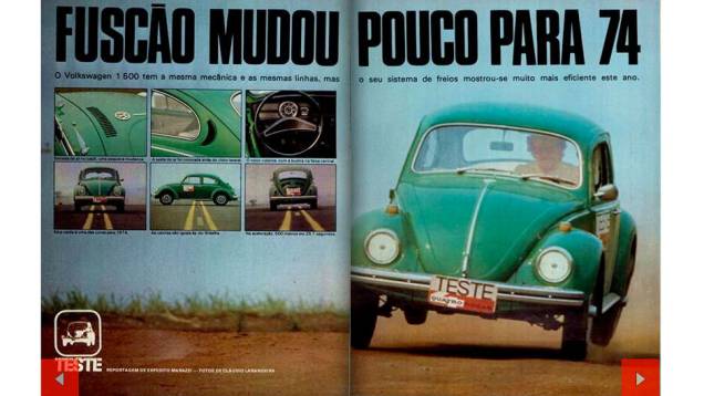 Outubro de 1973 - novas cores, rodas, revestimento e sistema de ventilação interno foram as discretas mudanças na linha 74 | <a href="https://quatrorodas.abril.com.br/acervodigital/home.aspx?edicao=159&pg=38" target="_blank" rel="migration">Veja a matéria completa no Acervo</a>