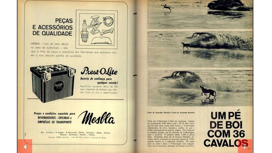 Junho de 1966 - Fusca Pé de Boi: despojado e básico, ele foi a opção da VW para usufruir de linha especial de crédito dada aos compradores | <a href="https://quatrorodas.abril.com.br/acervodigital/home.aspx?edicao=71&pg=73" target="_blank" rel="migration">Veja a matéria com</a>