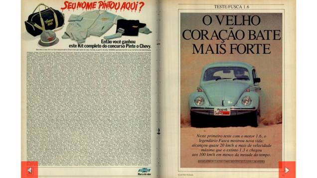 Agosto de 1984 - depois da extinção do motor 1.3, o Fusca 1.6 se mostrou o dobro mais rápido | <a href="https://quatrorodas.abril.com.br/acervodigital/home.aspx?edicao=289&pg=69" target="_blank" rel="migration">Veja a matéria completa no Acervo Digital</a>