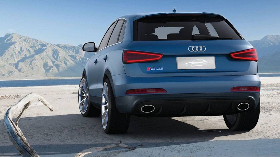 O para-choque traseiro ganhou a companhia de duas sa&iacute;das de escape redondas e um extrator preto | <a href="https://quatrorodas.abril.com.br/saloes/pequim/2012/audi-rs-q3-concept-682486.shtml" rel="migration">Leia mais</a>