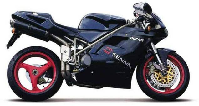 916 Senna: uma das motos mais famosas da Ducati perdeu apenas um campeonato de Superbike entre 1994 e 2002; de quebra, teve edições especiais como esta, em homenagem ao tricampeão mundial de F-1