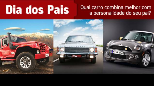Cada carro assim como cada pai tem uma personalidade diferente. Portanto, decidimos fazer aqui, uma seleção de diferentes "personalidades" e levantar a pergunta: qual tipo de carro combina mais com seu pai? Cada carro assim como cada pai tem uma personalidade diferente. Portanto, decidimos fazer aqui, uma seleção de diferentes "personalidades" e levantar a pergunta: qual tipo de carro combina mais com seu pai?