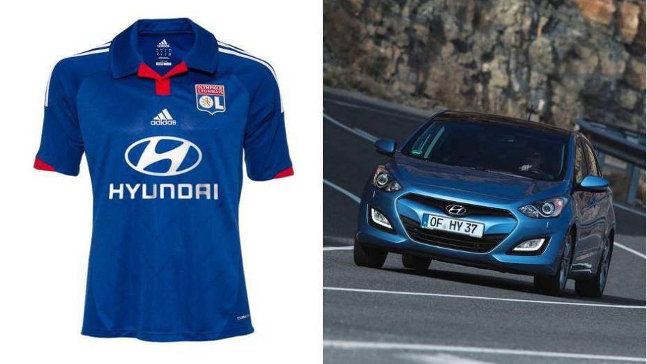 HYUNDAI - outro clube francês que expõe uma marca automotiva é o Olympique de Lyon, com a Hyundai. A sul-coreana também patrocina o Chonbuk, de seu país-sede | <a href="%20https://quatrorodas.abril.com.br/noticias/fabricantes/flamengo-fecha-patrocinio-peugeo" rel="migration"></a>