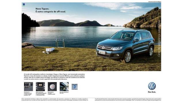 Um off-road com mais tecnologia e conforto do que os rivais. Esse era o apelo do Tiguan na propaganda acima. Um off-road com mais tecnologia e conforto do que os rivais. Esse era o apelo do Tiguan na propaganda acima.