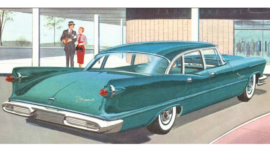 1957 Imperial - Lanternas-projéteis com mira cromada marcam um dos desenhos mais criativos dessa escola de design de forte inspiração militar