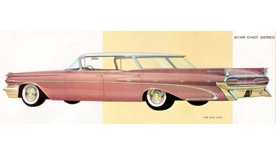 1959 Pontiac Star Chief - Elas até podiam ser baixas e discretas para os padrões da época. Mas barbatanas duplas, só nos Pontiac 1959 mesmo...