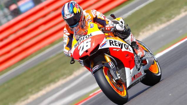 Dani Pedrosa foi apenas o quinto | <a href="https://quatrorodas.abril.com.br/moto/noticias/motogp-marquez-garante-pole-silverstone-751994.shtml" rel="migration">Leia mais</a>