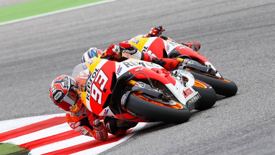 Marc Márquez ficou com o segundo lugar | <a href="https://quatrorodas.abril.com.br/moto/noticias/motogp-lorenzo-triunfa-misano-754124.shtml" rel="migration">Leia mais</a>