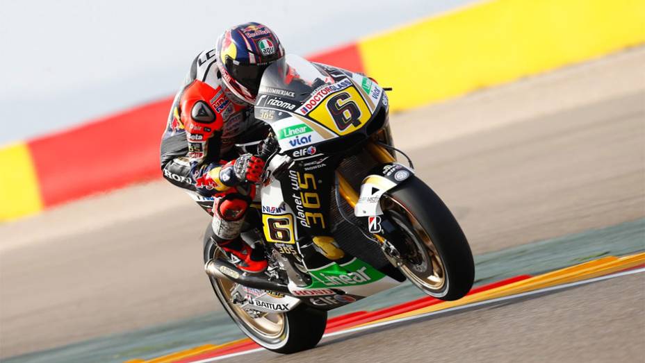 Stefan Bradl foi o quinto mais rápido | <a href="https://quatrorodas.abril.com.br/moto/noticias/motogp-marquez-garante-pole-aragon-755537.shtml" rel="migration">Leia mais</a>