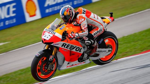 Dani Pedrosa ficou com o quinto melhor tempo | <a href="https://quatrorodas.abril.com.br/moto/noticias/motogp-marquez-conquista-pole-malasia-756881.shtml" rel="migration">Leia mais</a>