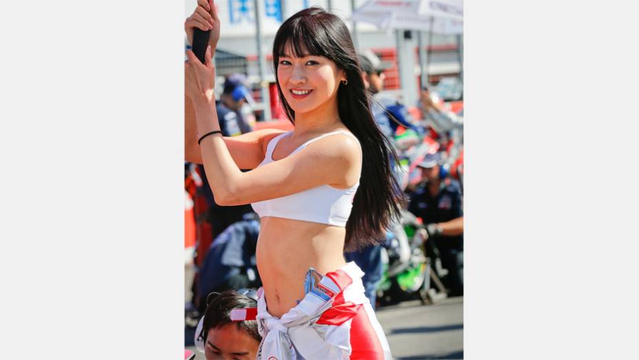 Veja as belas Garotas da MotoGP - Japão | <a href="https://quatrorodas.abril.com.br/moto/noticias/motogp-definicao-titulo-fica-ultima-prova-758422.shtml" rel="migration">Leia mais</a>