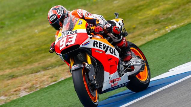 Marc Márquez foi o segundo mais rápido | <a href="https://quatrorodas.abril.com.br/moto/noticias/motogp-aleix-espargaro-garante-pole-holanda-787487.shtml" rel="migration">Leia mais</a>