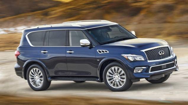 Infiniti apresentou o reestilizado QX80 2015 no Salão de Nova York. | <a href="https://quatrorodas.abril.com.br/noticias/saloes/new-york-2014/" rel="migration">Leia mais</a>