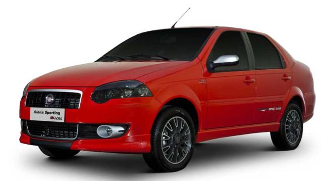 Fiat Siena Sporting: diante do sucesso das versões Sporting em Uno e Palio, a Fiat arriscou estendendo a receita no sedã Siena; lançado em 2011, o carro rapidamente saiu de cena