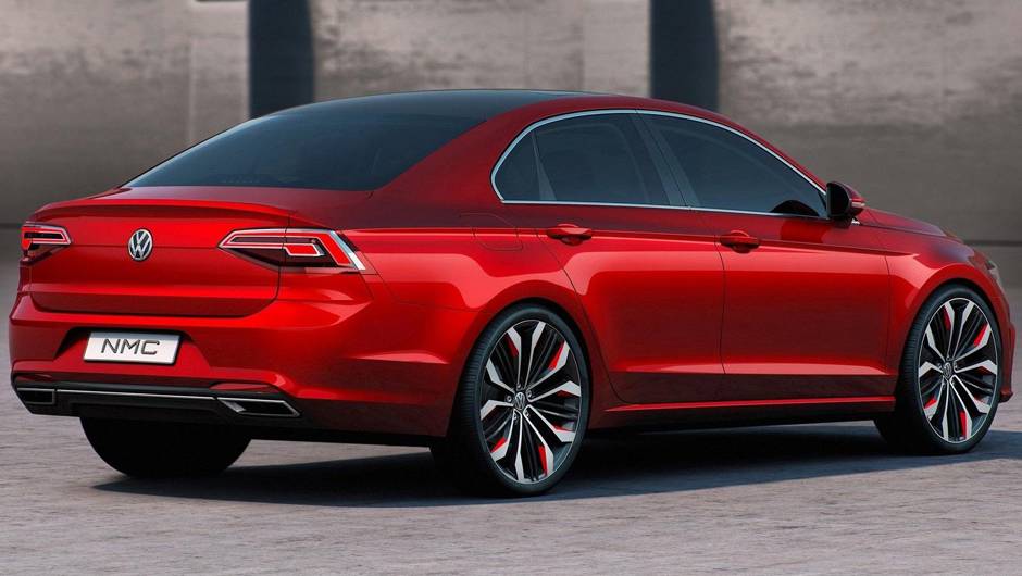 Modelo foi idealizado com um teto mais baixo e inclinado. | <a href="https://quatrorodas.abril.com.br/noticias/saloes/pequim-2014/conceito-volkswagen-new-midsize-coupe-sera-revelado-pequim-780074.shtml" rel="migration">Leia mais</a>