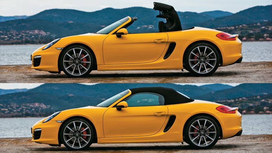 Capota de lona super-r&aacute;pida: s&oacute; 9 segundos para ficar de p&eacute; | <a href="https://quatrorodas.abril.com.br/carros/impressoes/porsche-boxster-s-684855.shtml" rel="migration">Leia mais</a>
