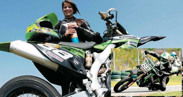 Sabrina Paiuta - Para a campeã nas pistas, as técnicas de pilotagem agressiva e radical nas provas da categoria Supermoto não diminuem em nada a feminilidade e a delicadeza: Ser cautelosa e delicada é essencial para um bom resultad