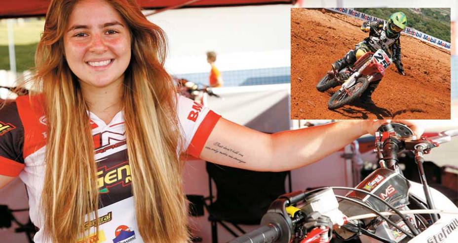 Stefany Serrão - Rápida nas competições de motocross e enduro, sem abandonar as convicções femininas, das quais lança mão para conquistar vitórias: Já que não podemos contar tanto com a forç