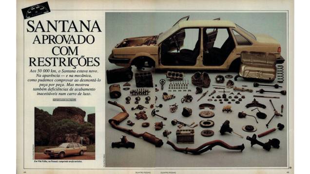 Volkswagen Santana: aprovado na aparência e na mecânica, o sedã deslizou ao mostrar falhas de acabamento inaceitáveis em um carro de luxo. | <a href="https://quatrorodas.abril.com.br/acervodigital/home.aspx?edicao=310&pg=45" rel="migration">Leia mais</a>