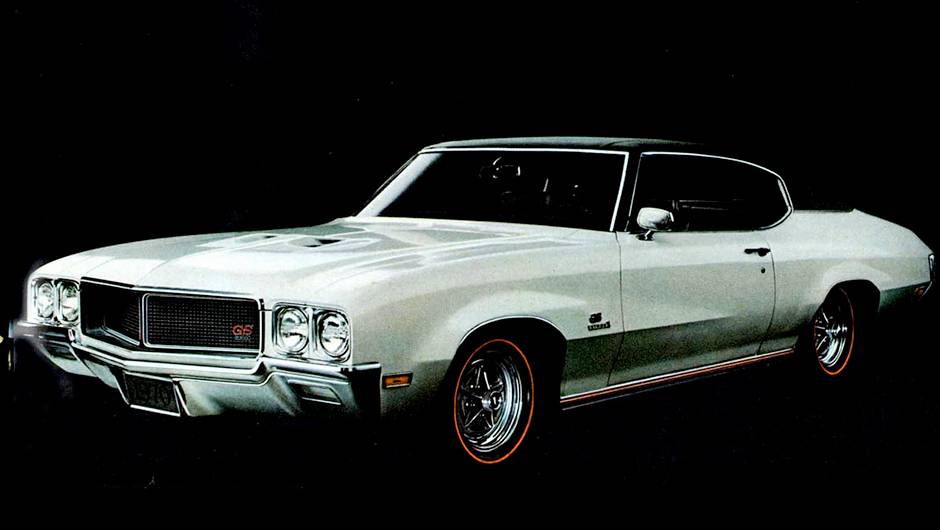 GS 1970Muscle car da marca, nascido como vers&atilde;o do Skylark em 1965, o GS, de Gran Sport, ganhou o pacote GSX em 1970, com V8 de 360 cv e c&acirc;mbio manual