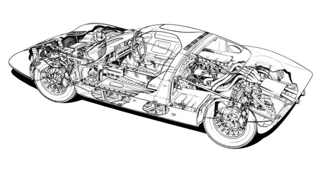1964 - O V8 central de 4.7 litros produzia 350 cv e o câmbio contava com quatro velocidades. O chassi era de aço e a carroceria de fibra de vidro e os bancos ofereciam ventilação