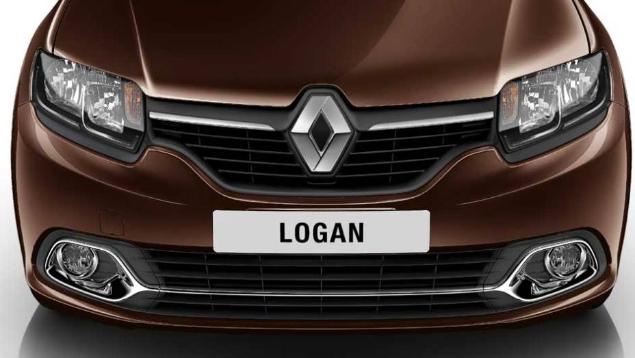 A frente traz a nova identidade visual da marca | <a href="https://quatrorodas.abril.com.br/carros/lancamentos/renault-logan-759221.shtml" rel="migration">Leia mais</a>