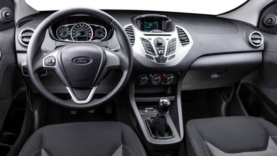 Detalhe do interior | <a href="https://quatrorodas.abril.com.br/carros/lancamentos/ford-ka-794793.shtml" rel="migration">Leia mais</a>