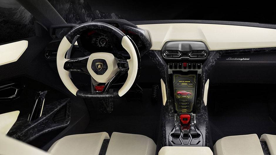Parte do interior &eacute; feita em fibra de carbono, o que assegura leveza ao carro | <a href="https://quatrorodas.abril.com.br/saloes/pequim/2012/lamborghini-urus-682649.shtml" rel="migration">Leia mais</a>