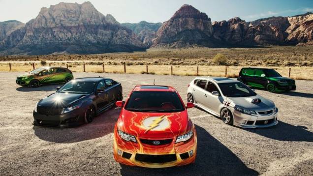 A Kia Motors e a DC Entertainment aproveitaram o SEMA Auto Show para mostrar cinco carros temáticos, relacionados a alguns dos mais famosos super-heróis. Prepare-se! | <a href="%20http://quatrorodas.abril.com.br/noticias/entretenimento/kia-mostra-cinco-carr" rel="migration"></a>