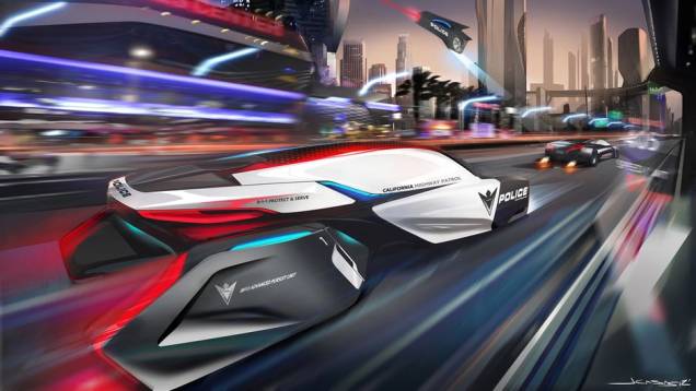 A BMW mostra o Human-Drone Pursuit Vehicle. | <a href="https://quatrorodas.abril.com.br/noticias/tecnologia/salao-los-angeles-define-tema-desafio-design-721841.shtml" rel="migration">Leia mais</a>
