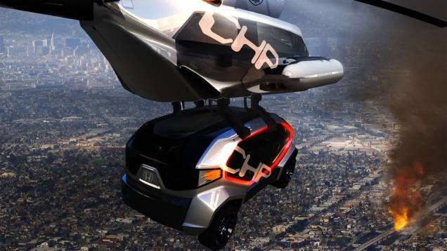 Fugindo um pouco do padrão, a Honda apresentou dois projetos. O primeiro é o CHP Drone Squad. | <a href="https://quatrorodas.abril.com.br/noticias/tecnologia/salao-los-angeles-define-tema-desafio-design-721841.shtml" rel="migration">Leia mais</a>