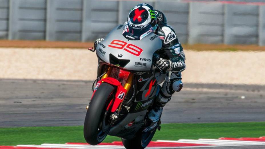Jorge Lorenzo (Yamaha Factory Racing) ficou com o terceiro melhor tempo | <a href="http://quatrorodas.abril.com.br/moto/noticias/motogp-marc-marquez-absoluto-eua-736303.shtml" rel="migration">Leia mais</a>