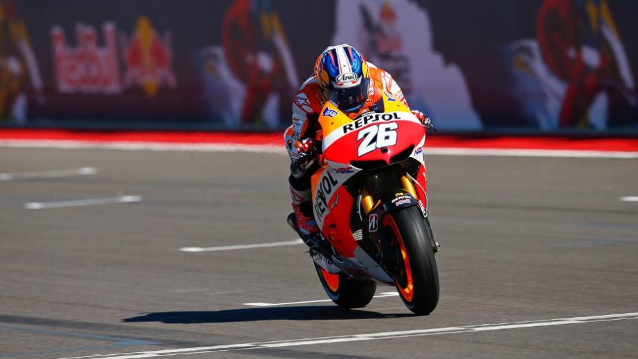 Dani Pedrosa (Repsol Honda Team) precisou se contentar com a segunda posição por dois décimos e meio | <a href="%20https://quatrorodas.abril.com.br/moto/noticias/marquez-faz-1a-pole-carreira-austin-739216.shtml" rel="migration">Leia mais</a>