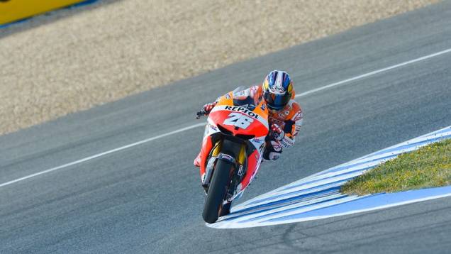 Dani Pedrosa foi o segundo mais rápido do dia | <a href="https://quatrorodas.abril.com.br/moto/noticias/motogp-lorenzo-lidera-treinos-jerez-740399.shtml" rel="migration">Leia mais</a>