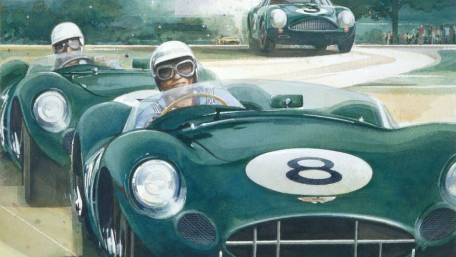 "Aston Martin DBR1 No. 8″ - por Bill Neale | <a href="http://quatrorodas.abril.com.br/noticias/mercado/carros-aston-martin-viram-obra-arte-743790.shtml" rel="migration">Leia mais</a>