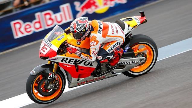 Márc Márquez (Repsol Honda Team) foi o mais rápido nos treinos de sexta-feira da MotoGP em Indianápolis | <a href="https://quatrorodas.abril.com.br/moto/noticias/motogp-marquez-lidera-1-2-honda-sexta-feira-750256.shtml" rel="migration">Leia mais</a>