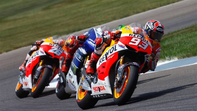 Jovem espanhol da Honda começou mal, mas se recuperou e garantiu mais uma vitória nos EUA | <a href="https://quatrorodas.abril.com.br/moto/noticias/motogp-marquez-vence-indianapolis-750342.shtml" rel="migration">Leia mais</a>