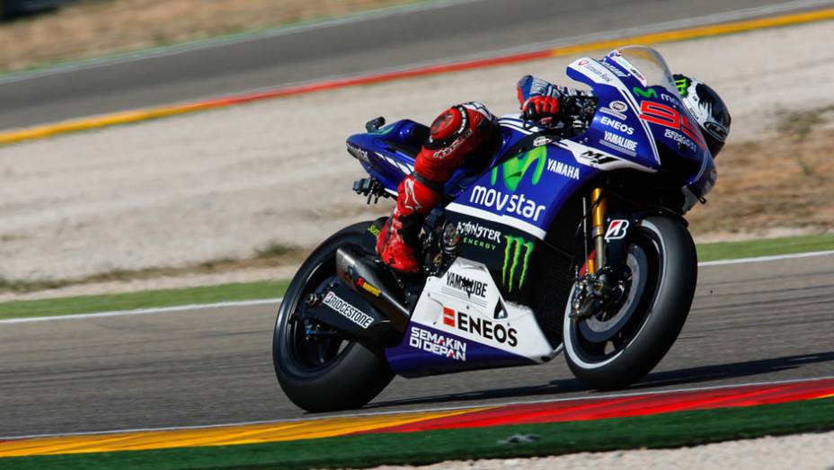 Aquém do esperado, Jorge Lorenzo foi o sétimo | <a href="https://quatrorodas.abril.com.br/moto/noticias/motogp-dovizioso-lidera-treinos-aragon-802709.shtml" rel="migration">Leia mais</a>