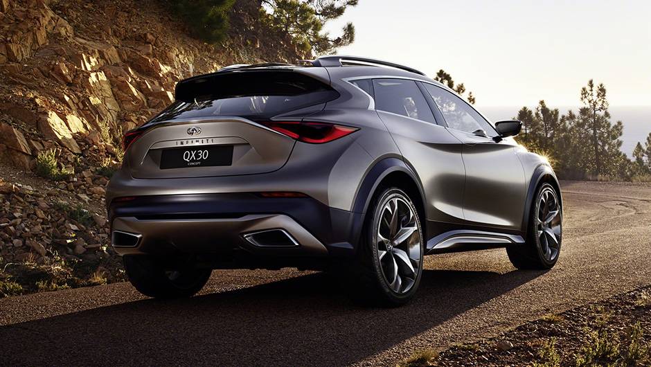 O conceitual &eacute; equipado com motor 2.0 turbo de quatro cilindros, atrelado a uma transmiss&atilde;o autom&aacute;tica de sete velocidades | <a href="https://quatrorodas.abril.com.br/noticias/saloes/genebra-2015/infiniti-mostra-qx30-concept-837863.shtml" rel="migration">Leia mais</a>