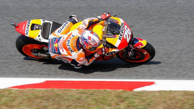 A Honda mais uma vez foi discreta e Dani Pedrosa obteve a terceira posição | <a href="https://quatrorodas.abril.com.br/moto/galerias/competicoes/motogp-2015-catalunha-876720.shtml" rel="migration">Leia mais</a>