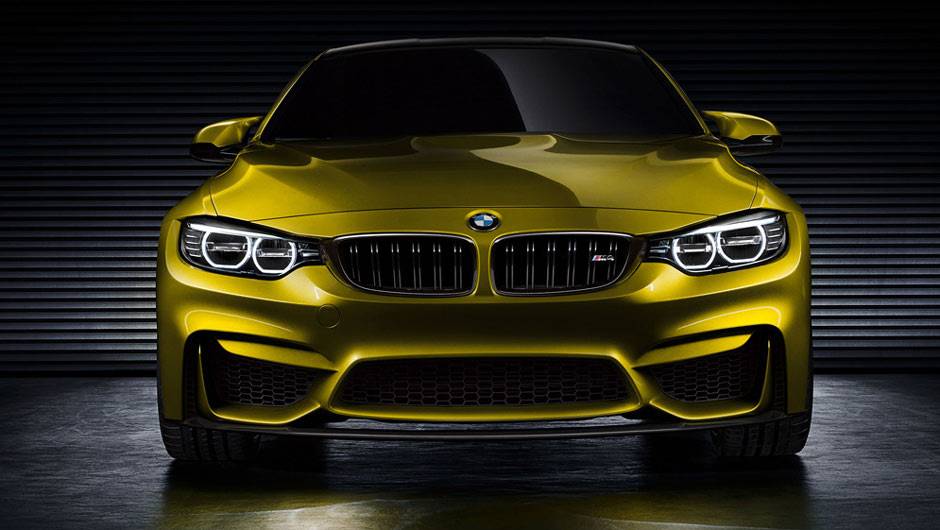 O estilo agressivo &eacute; escancarado na frente, que tem para-choques com entradas de ar maiores e tomada de ar no cap&ocirc; | <a href="https://quatrorodas.abril.com.br/noticias/fabricantes/bmw-mostra-fotos-concept-m4-750070.shtml" rel="migration">Leia mais</a>