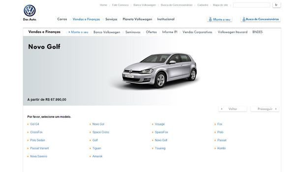 VW libera configurador do novo Golf