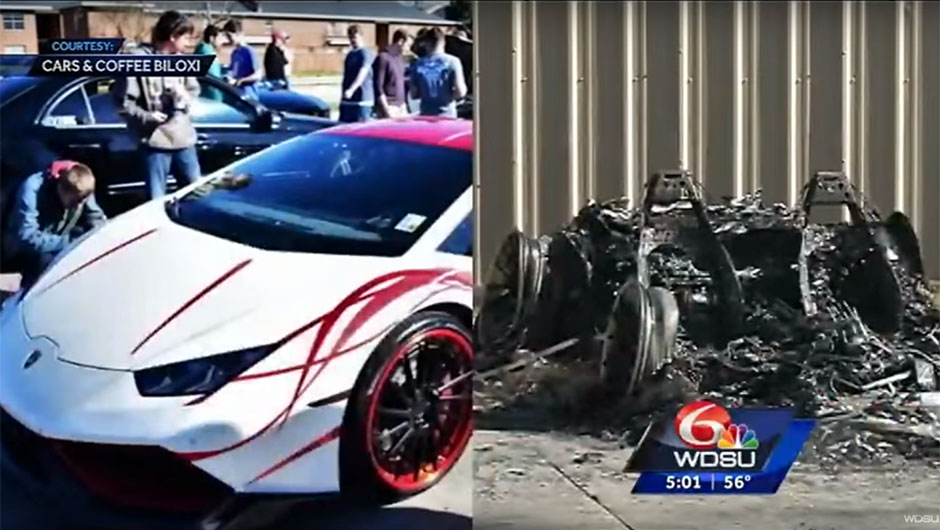 Lamborghini Huracan incendiada