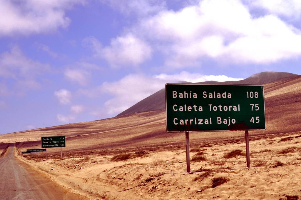 rota costeira entre Huasco e Caldera