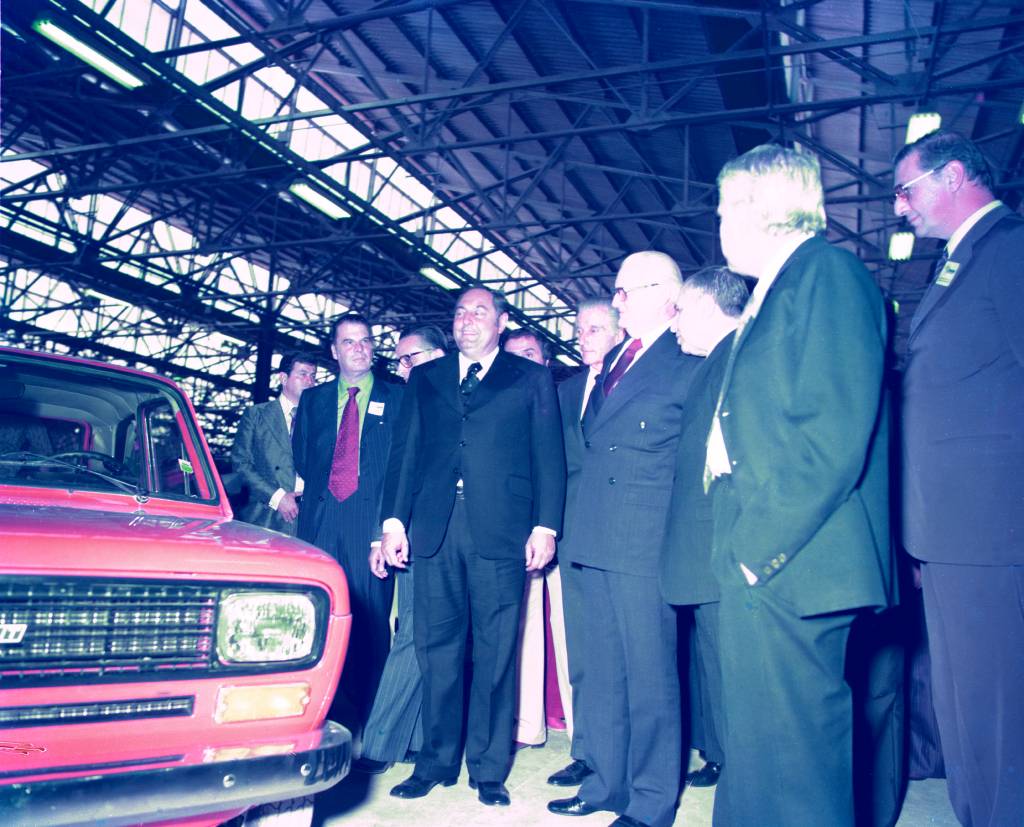 O então presidente Ernesto Geisel na inauguração da fábrica da Fiat, em 1976