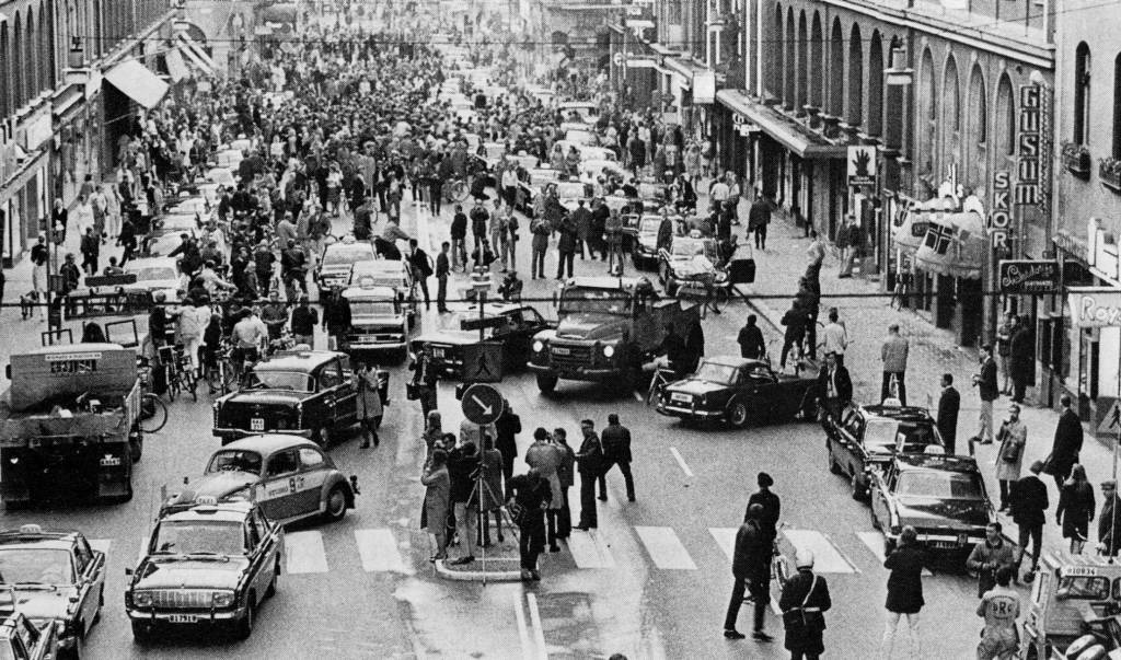 Mudança de mão em Estocolmo, em 1967