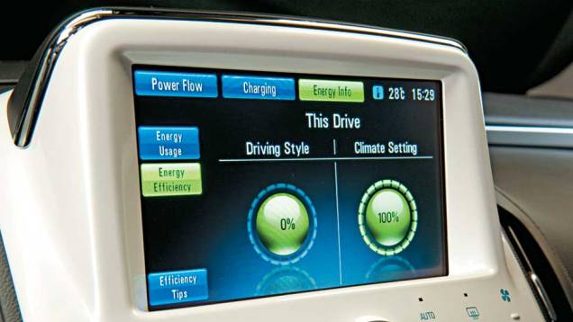 O visor, no alto do console, exibe telas com diferentes informações, como a eficiência no uso da energia e... | <a href="https://quatrorodas.abril.com.br/carros/chevrolet-volt-637764.shtml" rel="migration">Leia mais</a> O visor, no alto do console, exibe telas com diferentes informações, como a eficiência no uso da energia e... | <a href="https://quatrorodas.abril.com.br/carros/chevrolet-volt-637764.shtml" rel="migration">Leia mais</a>